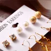 Dangle Chandelier Pearl Five-pointed Star Big Circle Multi-element Earrings 6 Piece Set Earrings Female Fashion Metal Creative Earring