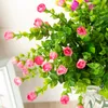 A Bunch of Artificial Eucalyptus Flower With Rosebud Potted Flower Arrangement Plastic Plant for Wedding Gardening Decoration