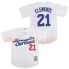 NA85最高品質1 21 Roberto Clemente Jersey Santurce Crabbersプエルトリコジャージーホワイトクリームグレーブラックステッチ野球ジャージー