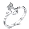 Mode créatif hommes et femmes créatif petit anneau de zircon frais mignon chat ouvert couple anneau animal mignon chat anneau