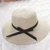 Wide Brim Hats Simple Summer Parent-child Beach Hat Foldable Casual Panama Bowknot Straw Cap Girls Sun Fashion ProteWide