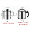 Other Kitchen Tools Kitchen Dining Bar Home Garden 1.3L Stainless Steel Oil Strainer Pot Container Jug Storage Can Dhwoz