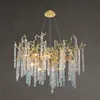 Pendantlampor Style Creative Brass Branch Frame Chandeliers Trimning Long Crystal Dips Romantic Luxurious Copper Lighting FixturePendant