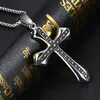 Pendant Necklaces Fitness Stainless Steel Silver Color Jesus Cross Fashion Men's Boy's Jewelry Necklace Free Box Link ChainPendant