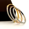 Bangle Fashion Super Shiny Arc Full Diamond Double Welding Head Bracelet Trendy Temperament All-match Cool Titanium Steel Melv22