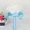 Party Decoration PE Rose Bridesmaid Wedding Foam Flowers Crystal Roses Pearl Bouquet Bridal Artificial Silk De Noiva