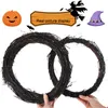 Decorative Flowers & Wreaths Halloween DIY Decoration Black Natural Rattan Wreath For Garland Party Wall Front Door Hanging Ornament Supplie