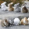 Fournitures de fête festives, Mini lapin Animal mignon, artisanat de Simulation de lapin accroupi en fourrure, modèle de décoration de noël, d'anniversaire, de mariage, jouets cadeau LT0097