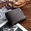 Carteiras da carteira de couro genuíno masculino para homens Vintage Handmade Short Bifold Burse Card Solter com Coin Pocketwalletswallets