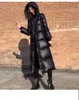 Black Glost Glosty Parka Coat 2022 Fashion Moda espessada Capacada de inverno Longo jaqueta longa feminina à prova de vento