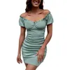 Vestidos de festa Casual Roupes de estilo de estilos de praia Putres de mangas de quadril plissadas enrugadas saias curtas de luxo de luxo elegantes vestidos de vestes