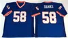 Rare Phil Simms Jersey Harry Carson Lawrence Taylor Carl Banks Mark Bavaro Blue White Retro College Football Jerseys Stitched Mens