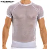 Incerun Mens Sexy Leisure Male verlichte perspectief Casual ronde nek korte mouw t -shirt S5XL 7 220630