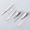 7 IN1 Set Set Pink Nail Clipper Kites de coupe-ongles Professionnelles Nippers Nippers Trimmer Tiron d'outils de soins personnels