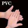 100 st/pack engångsbelagda PVC transparenta handskar skyddande anti damm handskar kök diskmedel vattentätt skydd WH0527