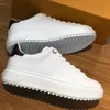 Time Out Sneaker Women Platform Calf Leather Shoes Embossed Bleu White Denim Designer shoes Patchwork Trainers Rubber Flat Outsole Shoes NO42