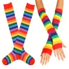 Überkniestrümpfe Regenbogen Bunte Streifen Socken Baumwolle Enge Hohe Strümpfe Harajuku Hiphop Streifen Halloween Cosplay Sexy Frauen Mädchen