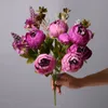 13 Cabeças Artificiais Peônia Flores Vintage Bouquet Seda Falsas Peônias Flores para Mesa Decoração De Casamento Coroa DIY Scrapbooking 220527