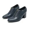 Zapatos de tacón alto de estilo británico para hombres, zapatos Oxford de oficina, zapatos Brogue formales de cuero genuino a la moda para hombres, 6 colores