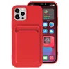 Ciecz Silicone Card Slot Soft Mobile Telefon Przypadki do iPhone 13 13Mini 13Pro 12 11 Worki na wstrząsy Ochraniacze