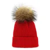 Beanie/Skull Caps Pullover Cap Real Wool Ball Female Raccoon Dog Thread Flanging Knitted Bonnets For Women Bucket Hat BeanieBeanie/Skull