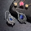 Dangle Lustre Nasiya Rétro Argent Boucles D'oreilles Ovales 8X10MM Naturel Kyanite Fête D'anniversaire Élégant Femmes Oreille Crochet JewelryDangle