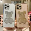 Étuis de téléphone portable ours violent 3D pour Apple iPhone 13 14 Pro Max 12 poudre Flash de galvanoplastie 11 housse de protection XS Max