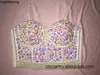 Cristal Diamond Sequin Rebite Pérola Corset Bras Push Up Crop Top Punk Bustier Luxo Goth Ballroom Festa Festa Festa 220316