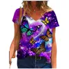 Women's T-Shirt 2022 Fashion Women 3D Butterfly Print T Shirt Loose Plus Size Casual Tops Summer Oversized Ladies Short Sleeve V-Neck Tee