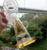 Gelbe 18-Zoll-Wasserpfeife aus zartem Glas mit kleinem Baumperkolator. Schöne Design-Rauchpfeifen mit 14-mm-Innengewinde