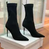 Stivali stivali alla caviglia stivali moda designer di rinestone scarpe da maglieria elasticità stampa miscuglio gust heel calzino calzino con boot di tacchi alti bagagli stivale da donna