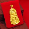 Подвесные ожерелья дракона узор мужчины женщины желтое золото, наполненное хип -хоп дизайн животных ювелирные украшения