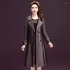 Kvinnors dikerockar 2022 Autumn Women Coat Casual Long Sleeve Elegant Windbreaker Kvinna Löst dubbelbröst outkläder stor storlek L-5XL 440