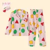 Korean Pijama Schin Chan Cute Home Par Pajamas Casual Cartoon Print 2-Piece Set Autumn Winter Warm Long Sleeve Sinchan Suit 220321