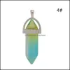 Charms Risultati dei gioielli Componenti Colori Hexagon Prism Pendenti Crystal Clear Chakra Gem Stone Fit Earrin Dhfjq