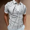 Polos pour hommes Col d'impression de printemps pour hommes Haut court à fermeture éclair Multicolore Été et revers Chemise à manches longues Hommes plus âgés Noir Blanc T ShirtMen