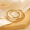 Länkkedja ingemark 4st/set guldfärgpärlor pärla akrylarmband uppsättning för kvinnor charm ot spuckle hjärthänge armband smycken presentlink la