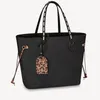 Mode shopper tote bag kvinnor handväska handväska präglade brev äkta läder leopard tryckta axelväskor flätat handtag detchable 02