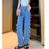 Hål trend jeans kvinnor 2022 mode sommar gata lös rak denim byxor femme jeans hög midja kvinna byxor w523a t220728