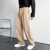 Calça Masculina de Terno Sólida Totalmente Larga Calça Casual de Perna Larga para Homens Caqui Preto Branco Estilo Japonês Streetwear Calças Grandes Masculinas 220713