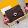 2 färger söta plånbokskvinnor blommor koppling väska lyx designer handväska färskt korthållare klassiska mini väskor monogram purses högkvalitativa mynt plånböcker