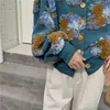 Vintage flor mujer prendas de vestir exteriores chaqueta mezclas de lana cárdigan bordado chaquetas de bombardero coreano manga larga cosecha chaqueta acolchada abrigos de mujer 2022