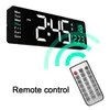 Stor elektronisk väggklocka fjärrkontroll temp Datum avstängning av minnesbord klocka väggmonterade dubbla larm Digitala LED -klockor 220727158677