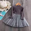 Automne bébé filles robes enfant en bas âge enfants fête élégante à manches longues tulle sequin tutu vêtements enfants robe de princesse d'hiver G220518