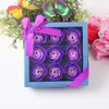 Valentine Day Gifts 9 Pcs Soap Flower Rose Box Wedding Birthday Day Artificial Soap Rose Gift Valentines Day Decoration FY3508 sxj3028277