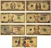 7Pcs Commemorative Notes Gold Plated Dollar Euros Fake Money Party Favor High Quality Gifts Collection Decoration