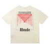 2022 Summer New Fashion Brand Rhude Short Sleeve Cigarette Square Array Abstract Color Tunnel stampato T-shirt casual allentata