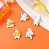 New little white bear playing instrument Brooch bag pin accessories metal badge guitar