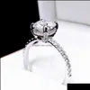Solitaire 925 Sterling Silber 2Ct Cushion Cut Diamant Hochzeit Verlobungsringe für Frauen Mode Ring Finger Feinschmuck Großhandel Drop Deliv