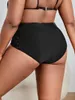 Damen-Bademode in Übergröße mit Spitzeneinsatz, Bikinihose P001#Damen